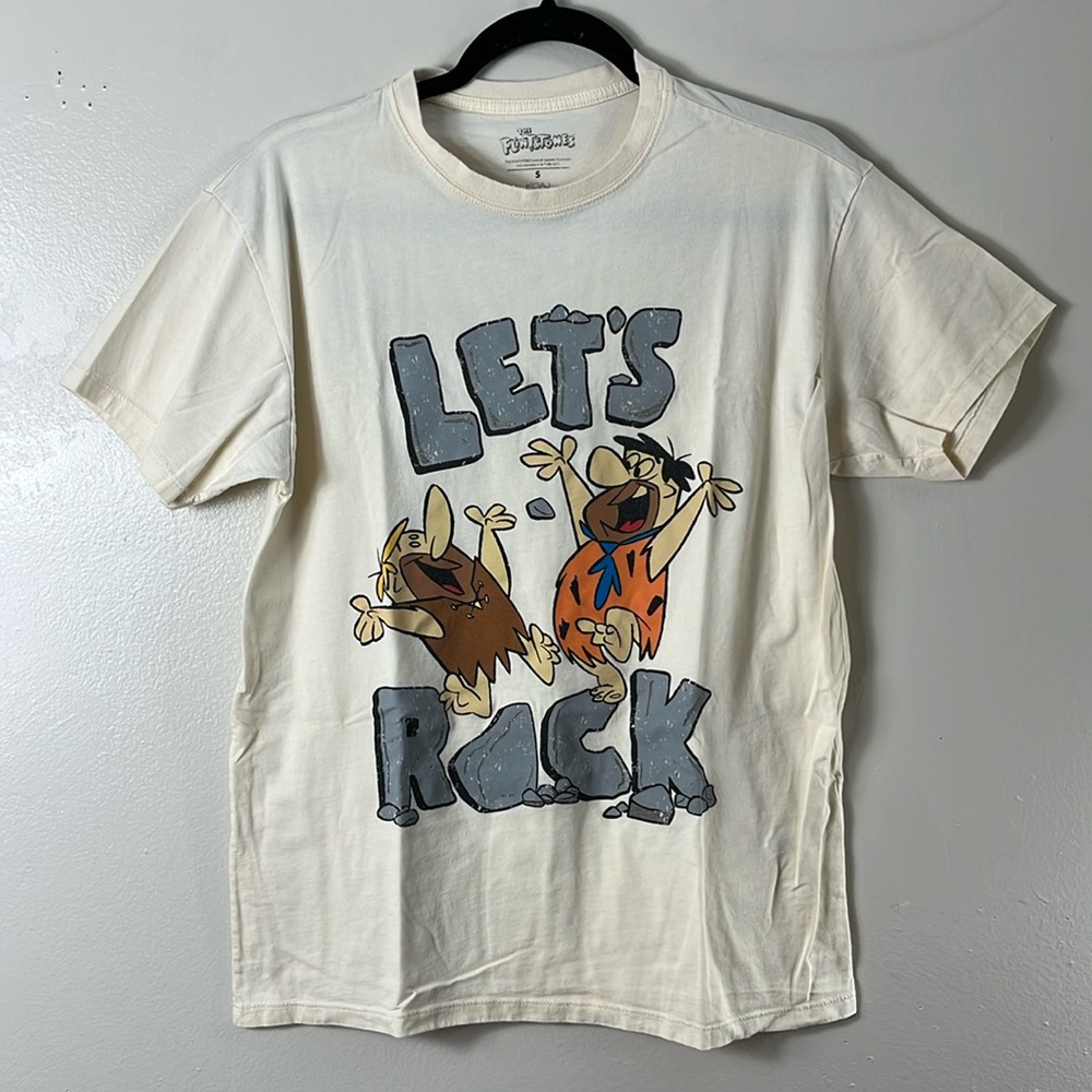 The Flintstones Let's Rock Cream Short Sleeve Tee Shirt Men’s S